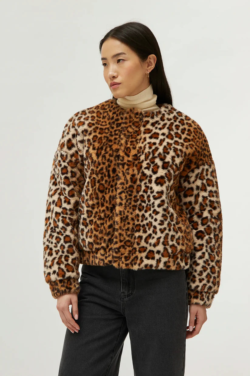 Animal Print Faux Fur Bomber Jacket Cotton Fabric Linen Fabric Terry Fabric