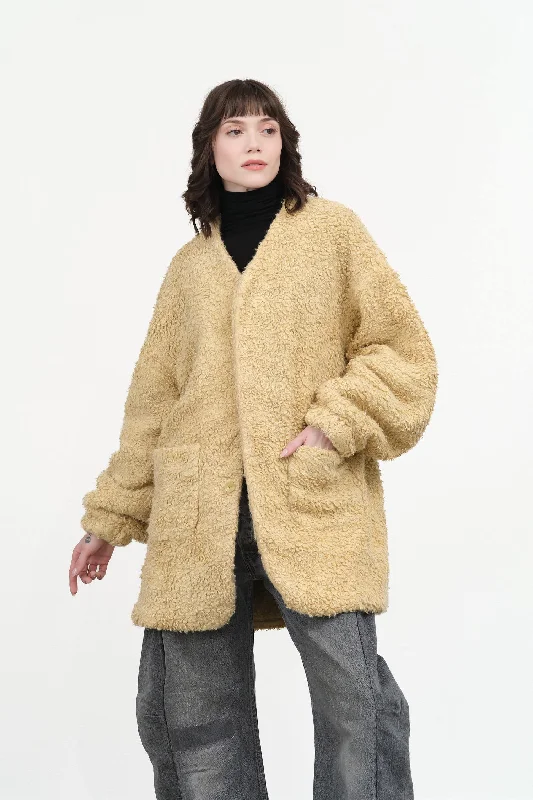 Pure Long Jacket Faux Fur Fabric Real Fur Fabric Shearling Fabric