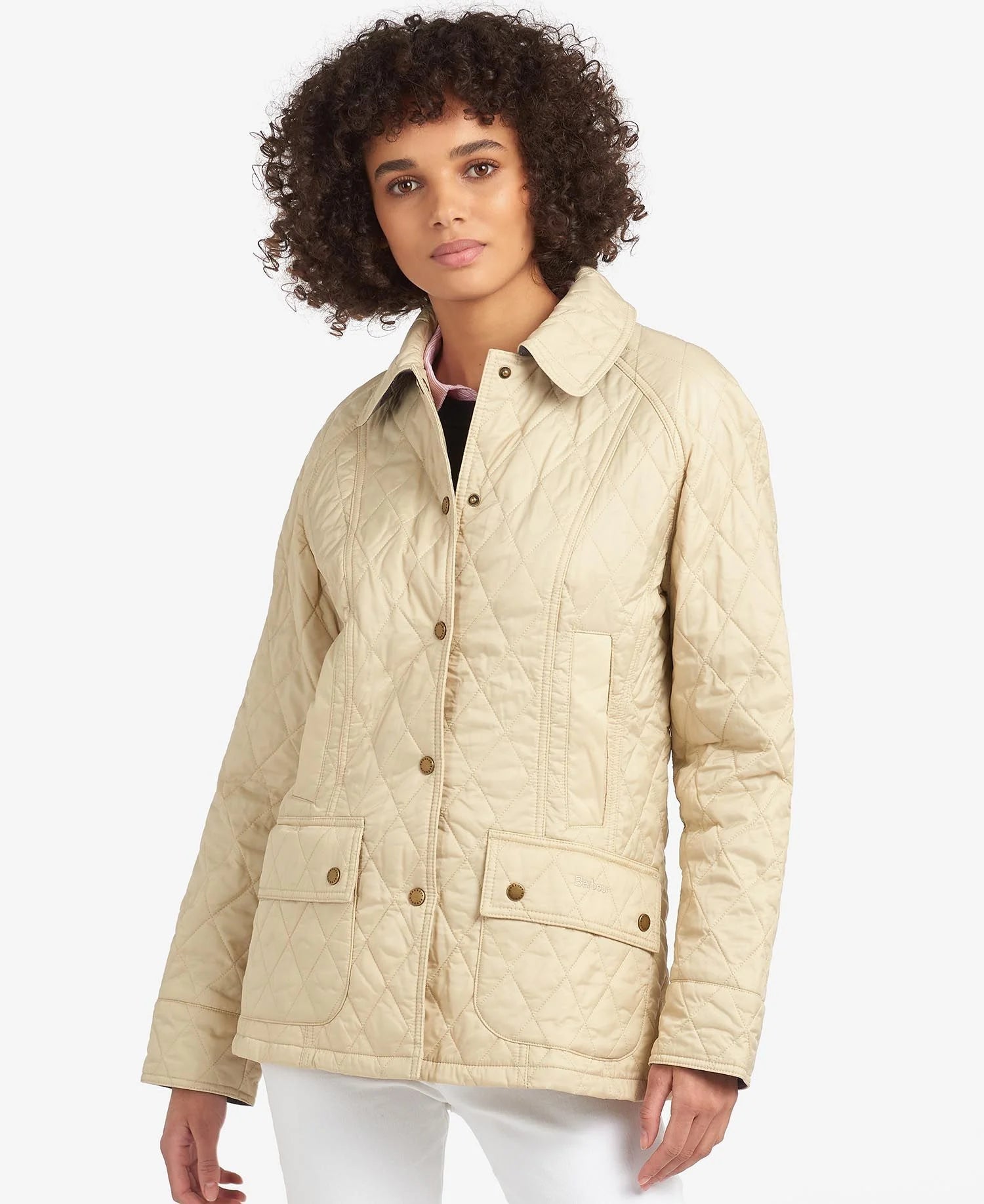 Beadnell Quilted Jacket (Pearl) Hoodie Zip-Up Jacket Button-Up Jacket