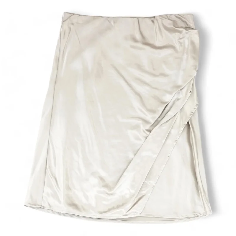 Beige Solid Midi Skirt slim fit skirt