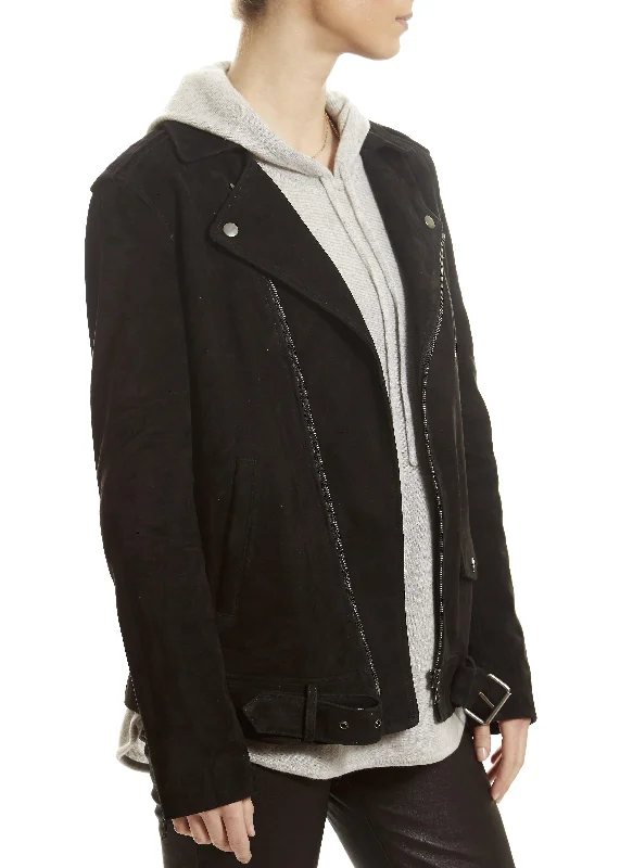 Black Biker Suede Jacket Jersey Jacket Tulle Jacket Batik Jacket