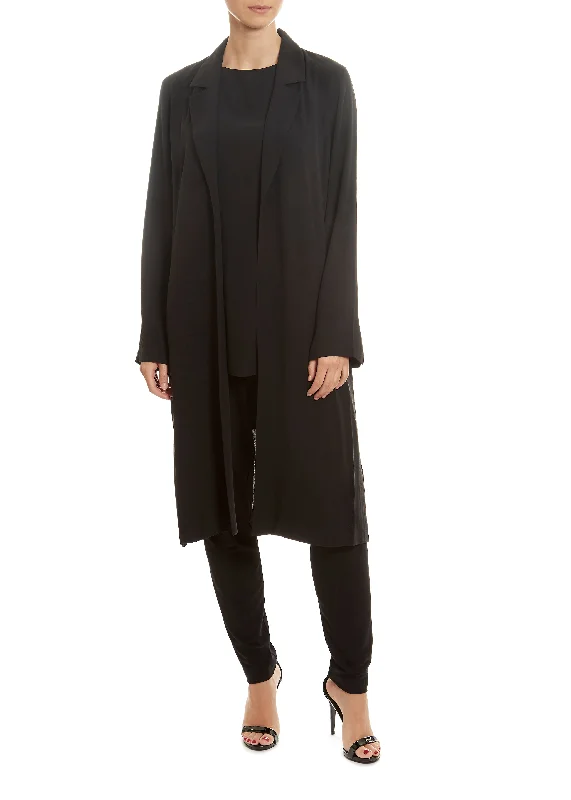 Black 'Notch Collar' Jacket Toggled Jacket Drawstring Jacket Belted Jacket