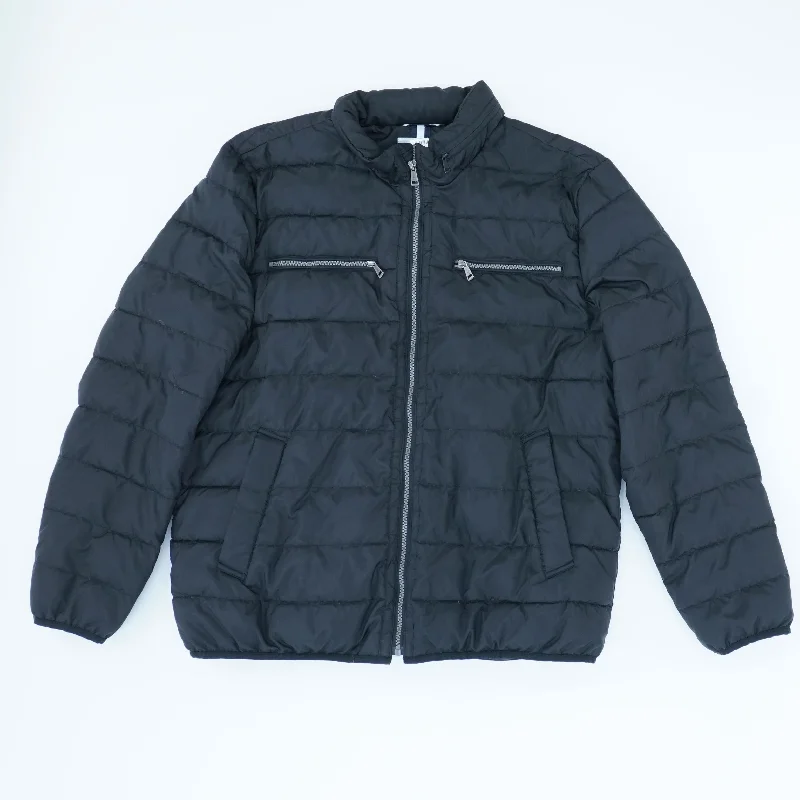 Black Puffer Jacket Snapped Jacket Toggled Jacket Drawstring Jacket