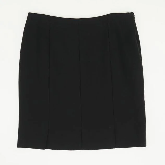 Black Solid Midi Skirt silk skirt smooth