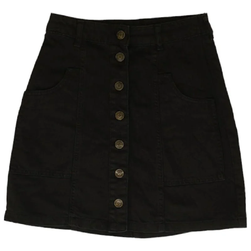 Black Solid Mini Skirt lace skirt feminine