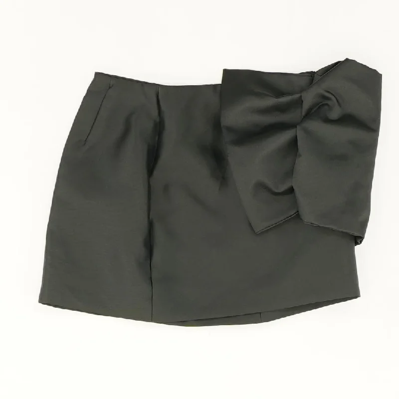 Black Solid Mini Skirt silk skirt lustrous