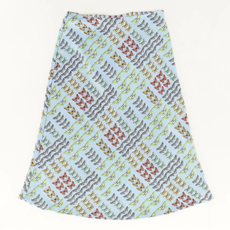 Blue Animal Midi Skirt satin skirt smooth