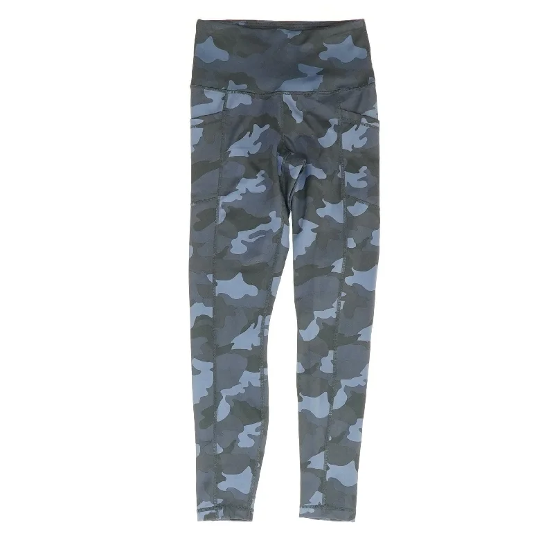 Blue Camo Leggings Cozy Mid-Rise Workout Leggings