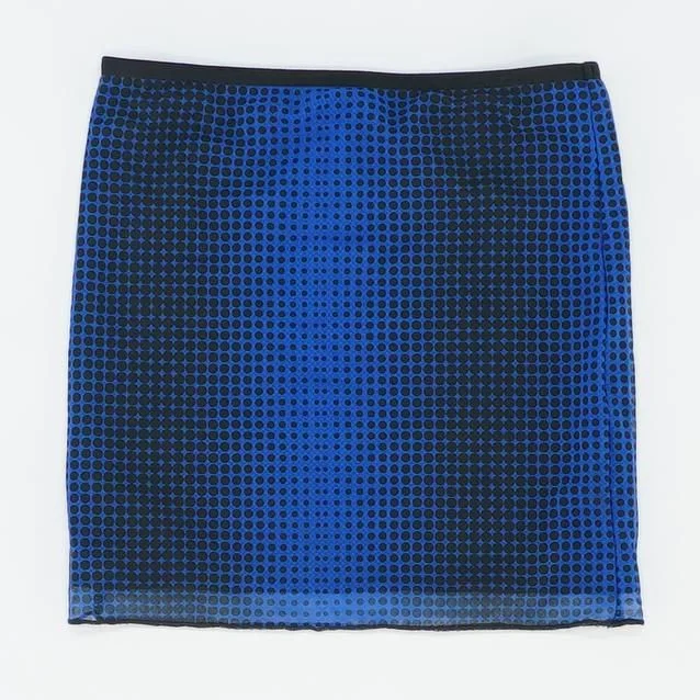 Blue Polka Dot Mini Skirt button skirt front