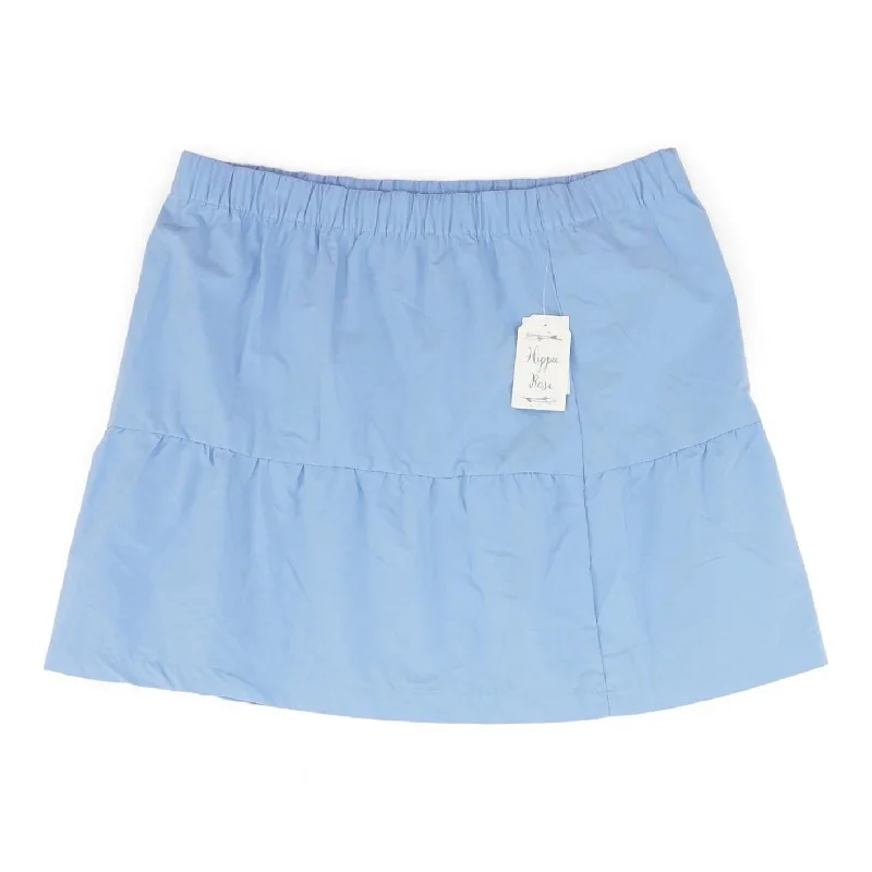 Blue Solid Mini Skirt breathable skirt fabric