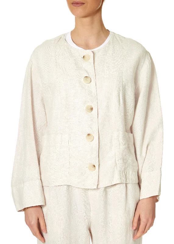 Brielle Bisque Linen Jacket Wool Fabric Cashmere Fabric Tweed Fabric