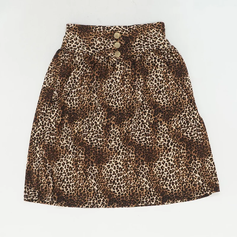 Brown Animal Print Midi Skirt low waist skirt