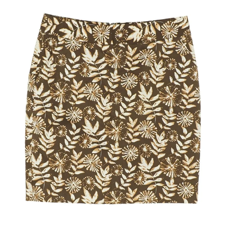 Brown Floral Midi Skirt patchwork skirt art