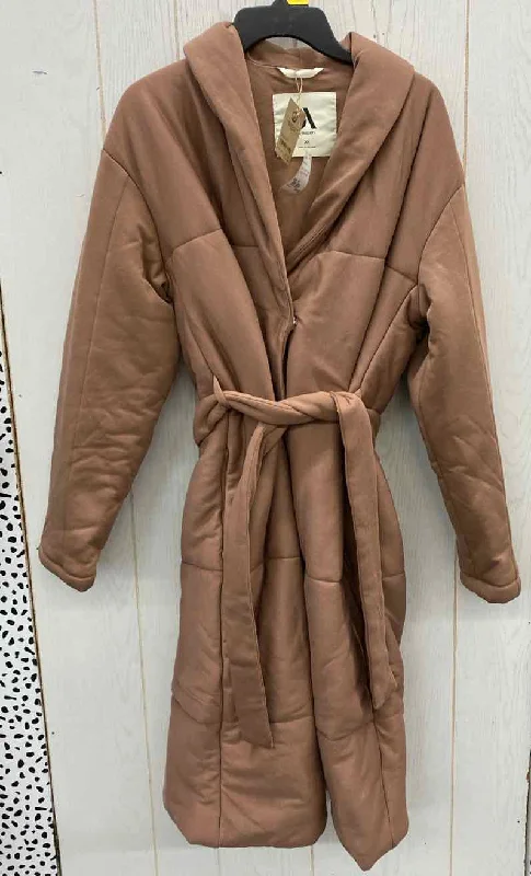 Brown Womens Size XS Jacket (Outdoor) Satin Fabric Silk Fabric Chiffon Fabric