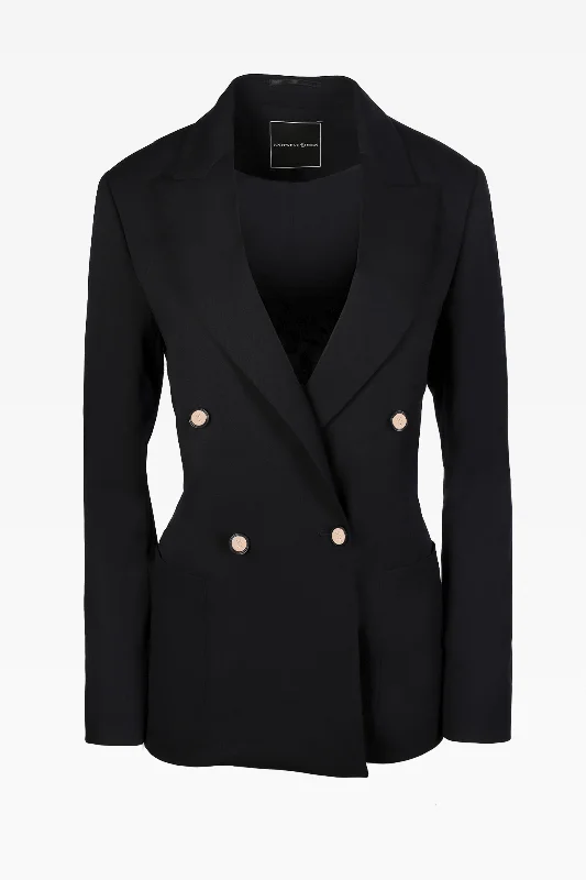 Carrie Black Double Breasted Jacket: Tailored Elegance Essential for Modern Women Striped Jacket Polka Dot Jacket Floral Jacket