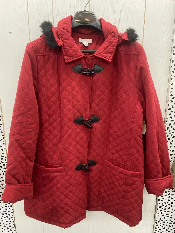 Christopher & Banks Red Womens Size XL Jacket (Outdoor) Rayon Jacket Velvet Jacket Corduroy Jacket