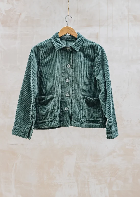 Cropped Cord Jacket in Myrtle Welt Pockets Slit Pockets Flap Pockets