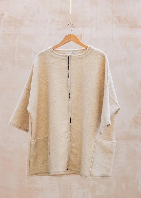 Zipped Jacket in Moonbeam Stand-Up Collar Roll-Neck Collar Turtle Neck