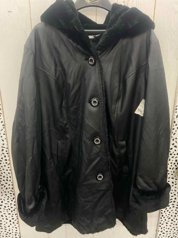 Dennis Basso Black Womens Size 2X Jacket (Outdoor) Nylon Jacket Polyester Jacket Spandex Jacket