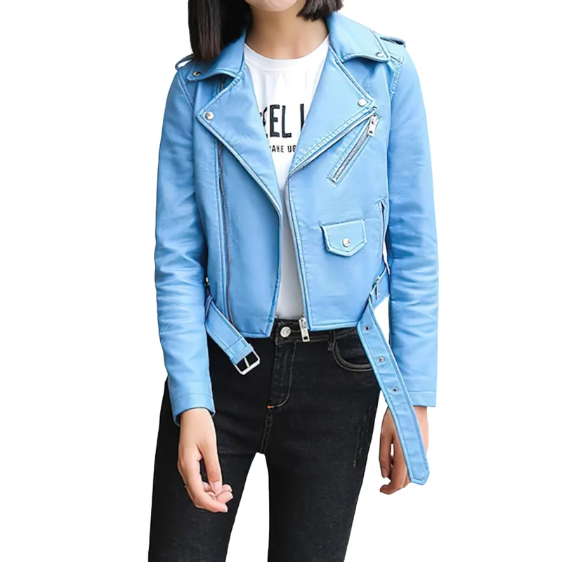Fashion Female PU Leather Jacket With Rivet Beading And Buckle / Women's Jackets in Punk Style Appliqued Jacket Beaded Jacket Sequined Jacket Fashion Female PU Leather Jacket With Rivet Beading And Buckle / Women's Jackets in Punk Style Appliqued Jacket Beaded Jacket Sequined Jacket