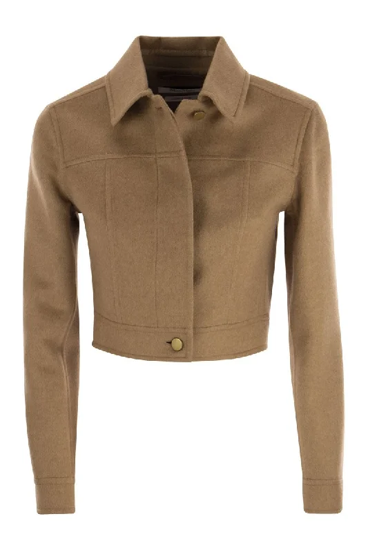 FOGLIA - Camel jacket Zip Front Button Front Snap Front