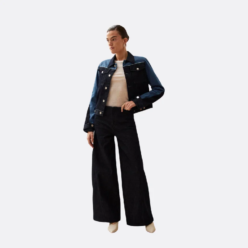 Sand Bicolor Indigo Denim Jacket Nylon Fabric Polyester Fabric Spandex Fabric