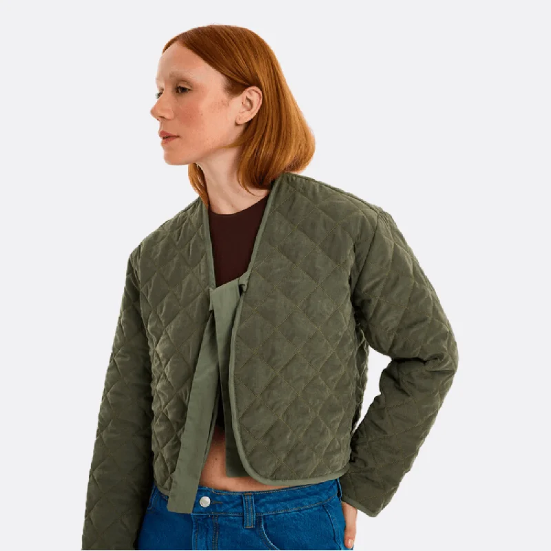 Lie Quilted Jacket One-Shoulder Jacket Off-the-Shoulder Jacket Asymmetrical Jacket
