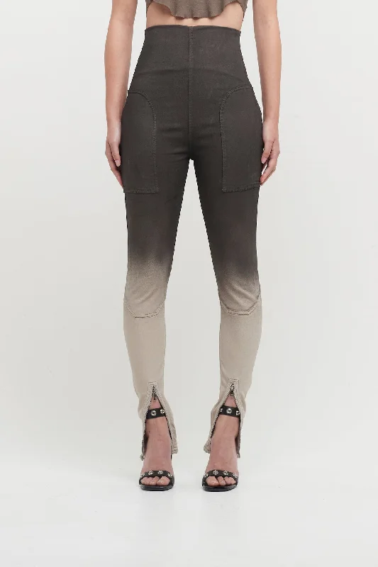 Rick Owens DRKSHDW Dirt Waist Leggings in Black Pearl Degrade Stylish Printed Sport Leggings