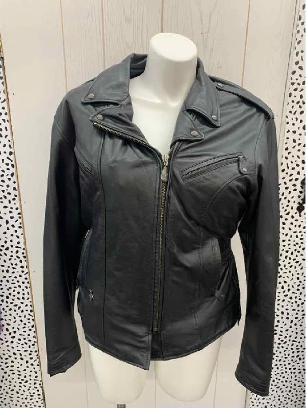 Harley Davidson Black Womens Size L Jacket (Outdoor) Appliqued Jacket Beaded Jacket Sequined Jacket