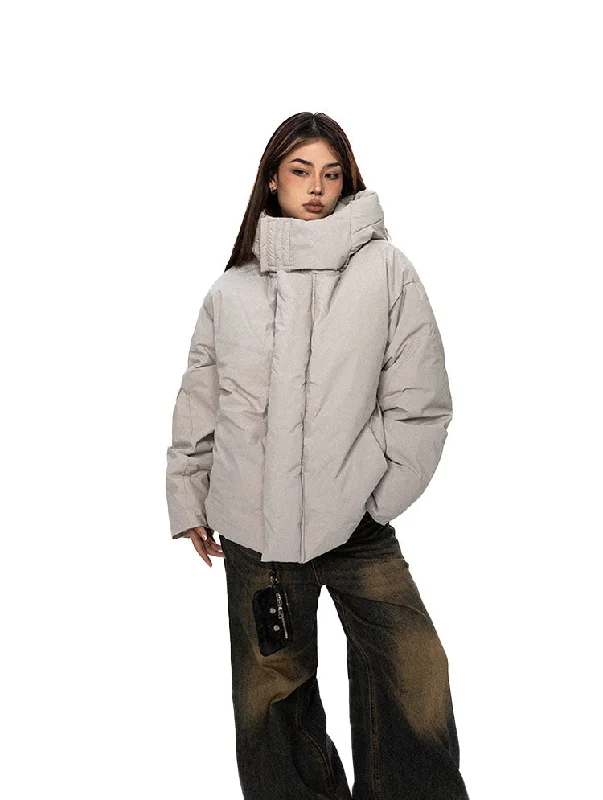 High Collar Windproof Hooded Down Jacket Lace Jacket Ribbed Jacket Sequined Jacket