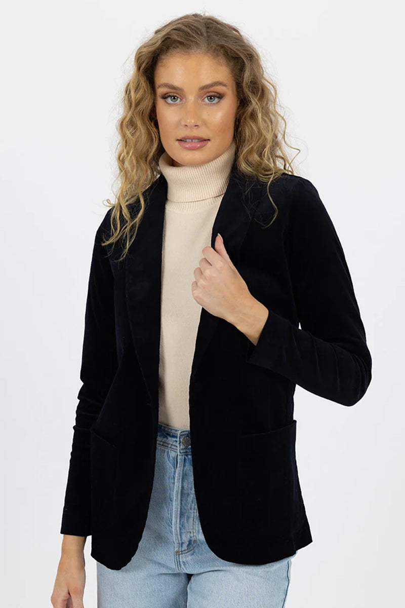 Humidity Women's Blondie Jacket in Indigo Herringbone Jacket Houndstooth Jacket Plaid Jacket Humidity Women's Blondie Jacket in Indigo Herringbone Jacket Houndstooth Jacket Plaid Jacket