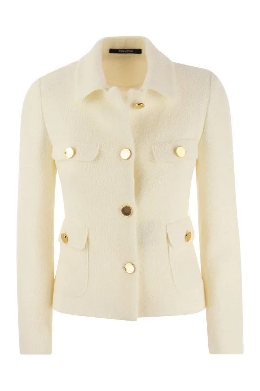 INDIA - Wool-blend jacket Ribbed Jacket Pleated Jacket Ruffled Jacket