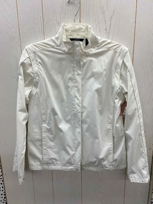 IZOD White Womens Size Small Jacket (Outdoor) Striped Jacket Polka Dot Jacket Floral Jacket