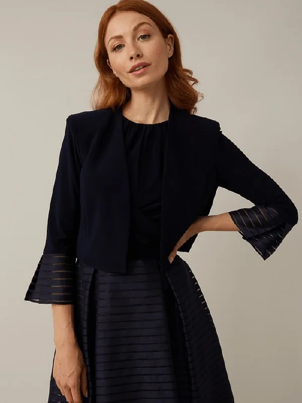 Joseph Ribkoff T Navy Striped Bolero Jacket 221373 2166 (A) Lace Jacket Ribbed Jacket Sequined Jacket