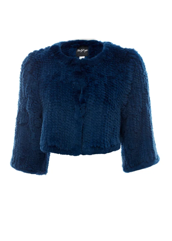 Knitted Rabbit Royal Blue Green Genuine Fur Jacket Tiered Jacket Buttoned Jacket Zippered Jacket Knitted Rabbit Royal Blue Green Genuine Fur Jacket Tiered Jacket Buttoned Jacket Zippered Jacket