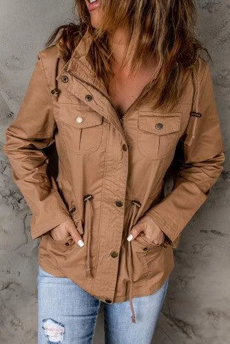 Ladies’ Hooded Fall Jacket Hooded Jacket Caped Jacket Shawl Collar Jacket