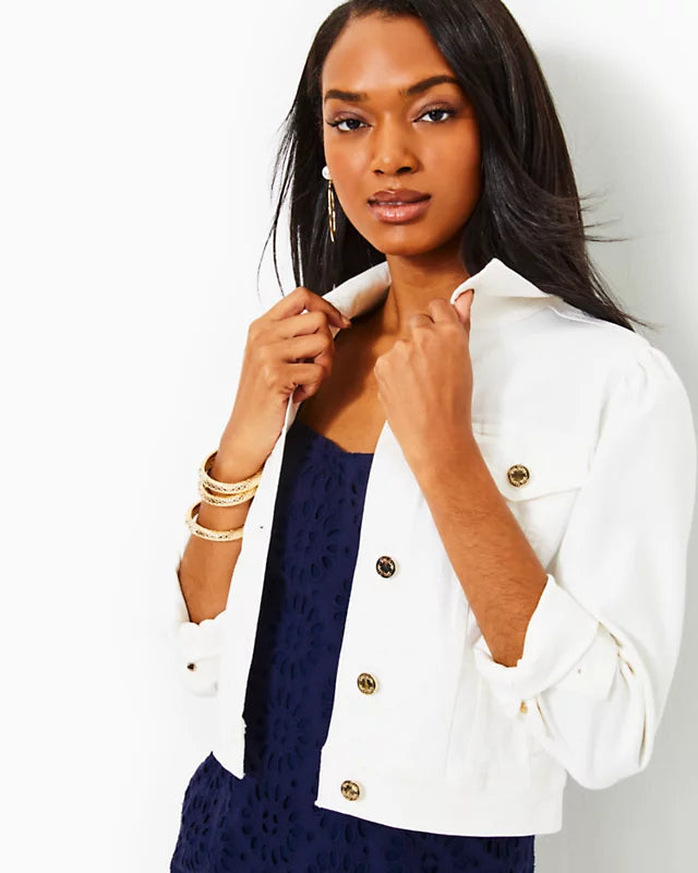 Seaspray Denim Jacket (Resort White) Striped Jacket Polka Dot Jacket Floral Jacket