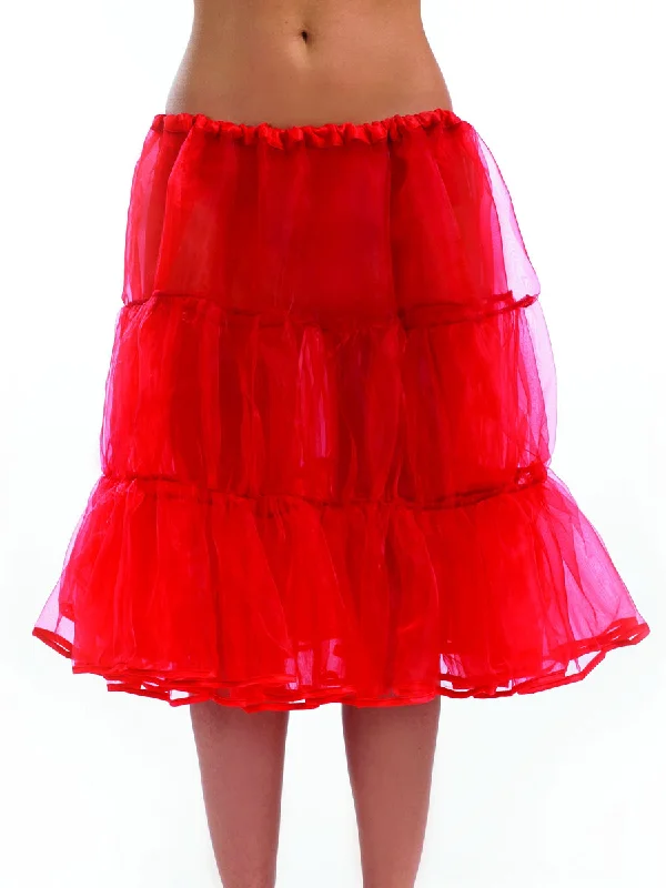 Ladies Long Red Underskirt Petticoat 50s Accessory Skirt casual skirt length