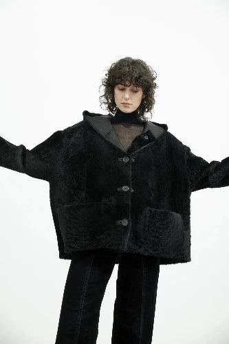 Malo Reversible Black Sheepskin Jacket Toggled Jacket Drawstring Jacket Belted Jacket Malo Reversible Black Sheepskin Jacket Toggled Jacket Drawstring Jacket Belted Jacket