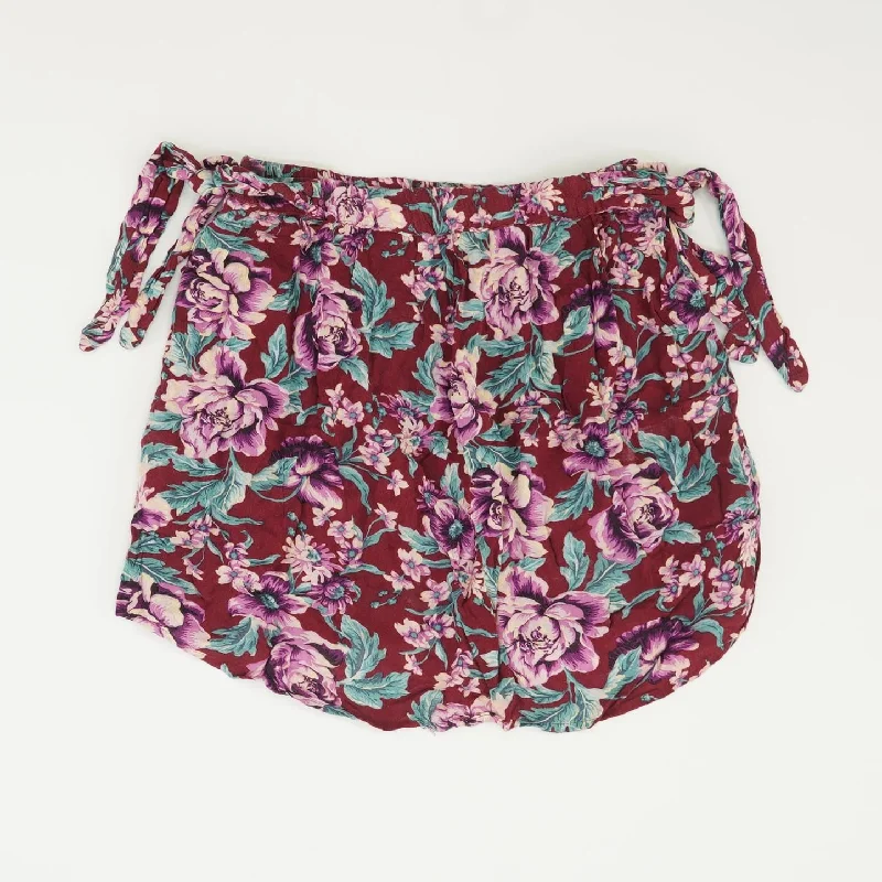 Maroon Floral Mini Skirt velvet skirt plush