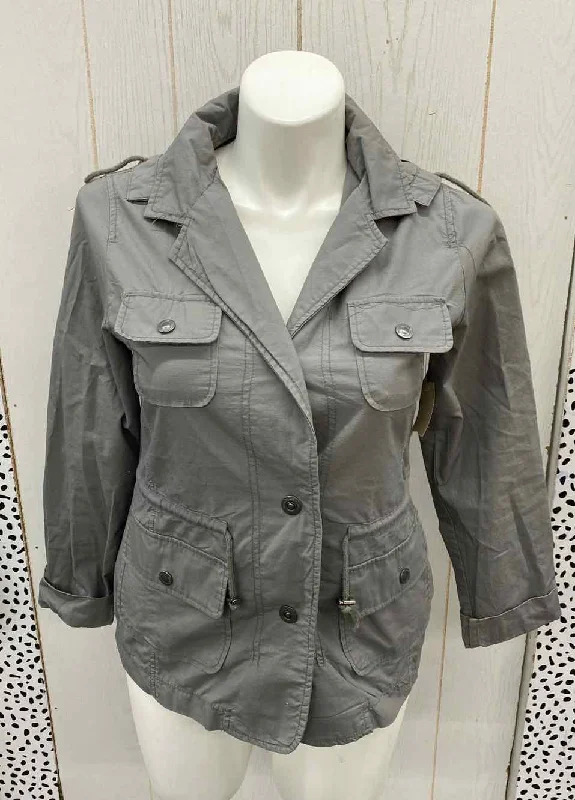 Maurices Gray Womens Size L Jacket (Outdoor) Notch Collar Jacket Peter Pan Collar Jacket Cowl Neck Jacket