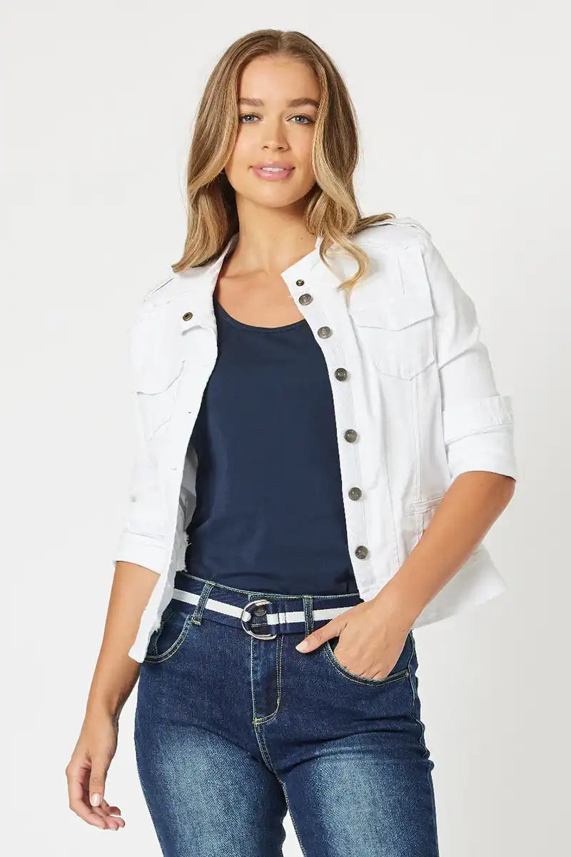 Military Denim Jacket - White Rayon Jacket Velvet Jacket Corduroy Jacket