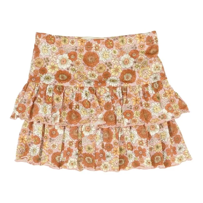 Multi Floral Midi Skirt belted skirt waist