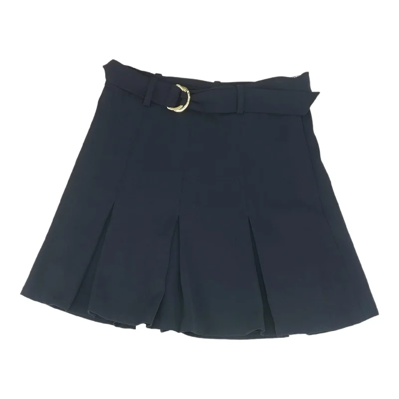 Navy Solid Midi Skirt cotton skirt soft