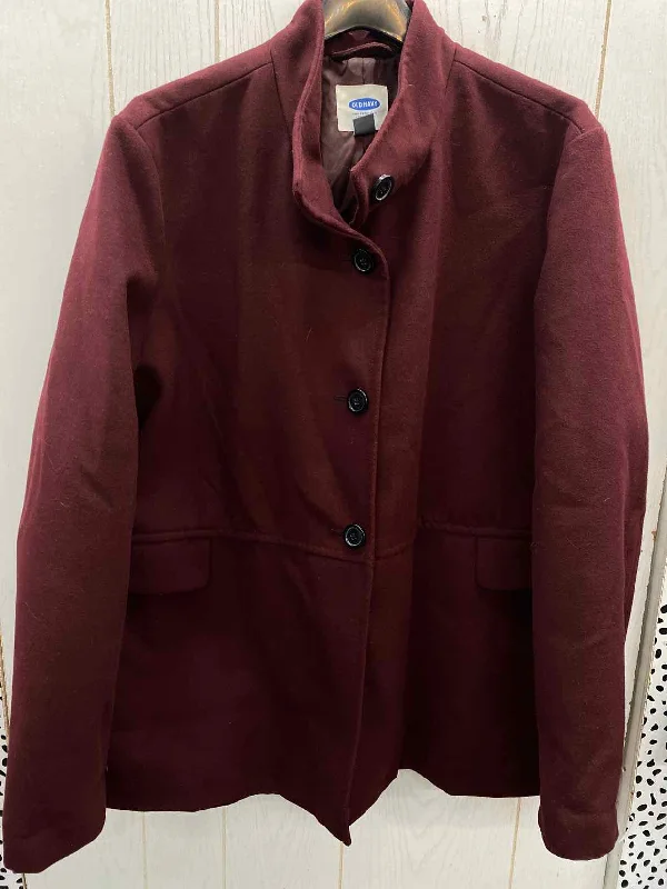 Old Navy Burgundy Womens Size XXL Jacket (Outdoor) Zip Front Button Front Snap Front