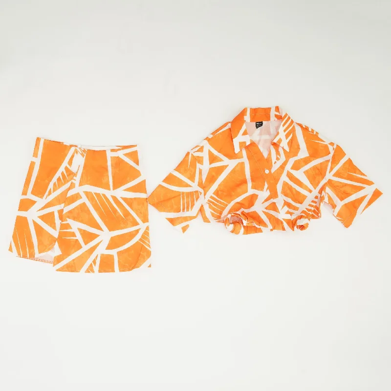 Orange Graphic Mini Skirt corduroy skirt durable