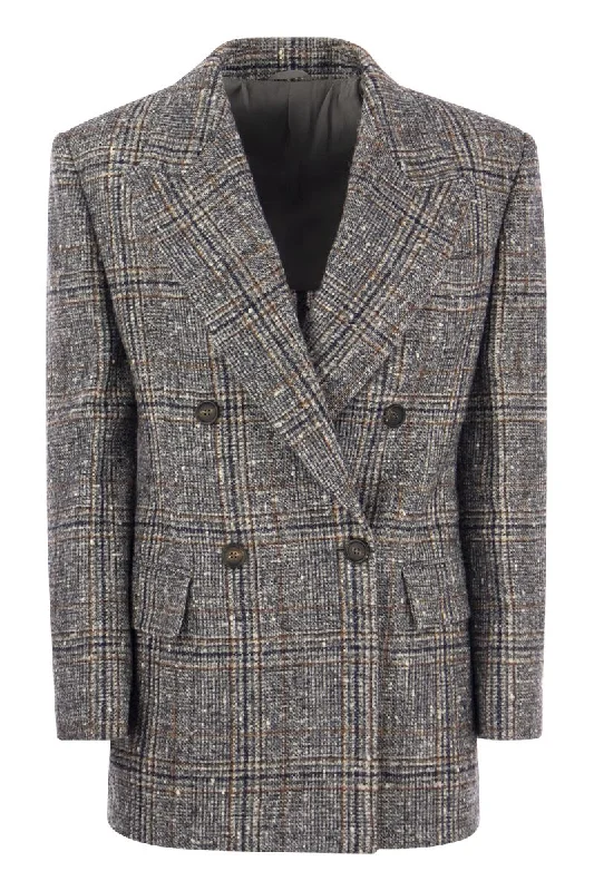 Prince of Wales wool and alpaca jacket with necklace Plaid Jacket Tartan Jacket Houndstooth Jacket