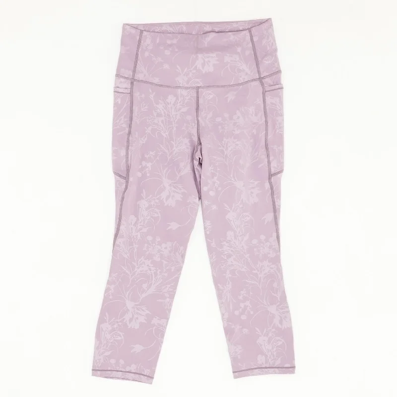Purple Floral Leggings Fashionable Minimal Active Leggings