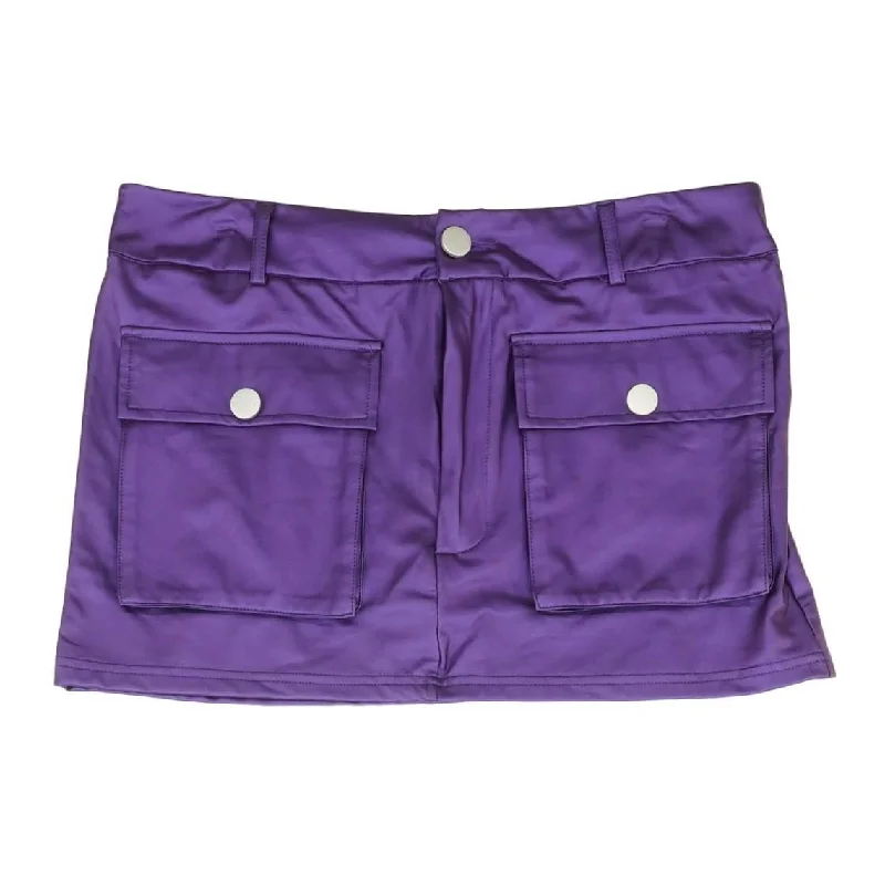 Purple Solid Mini Skirt pleated skirt texture