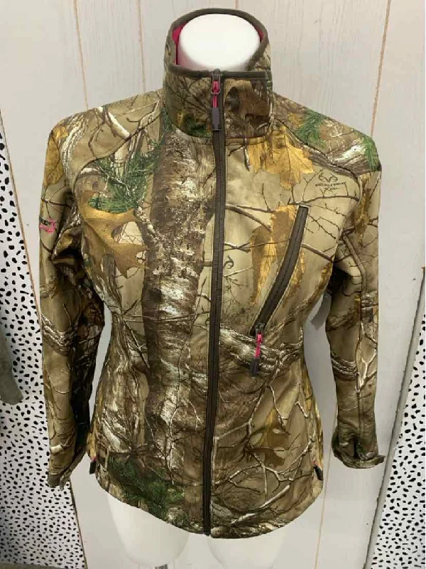 RealTree Brown Womens Size L Jacket (Outdoor) Boat Neck Shawl Collar Notched Collar